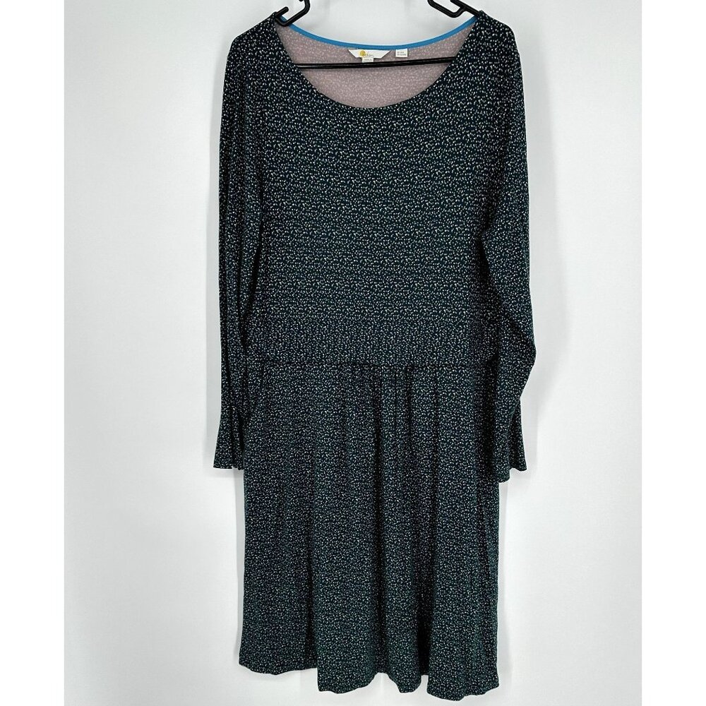 Boden‎ Mabel Stretch Jersey Knit Dress Pleated Waist Green Size 16/18